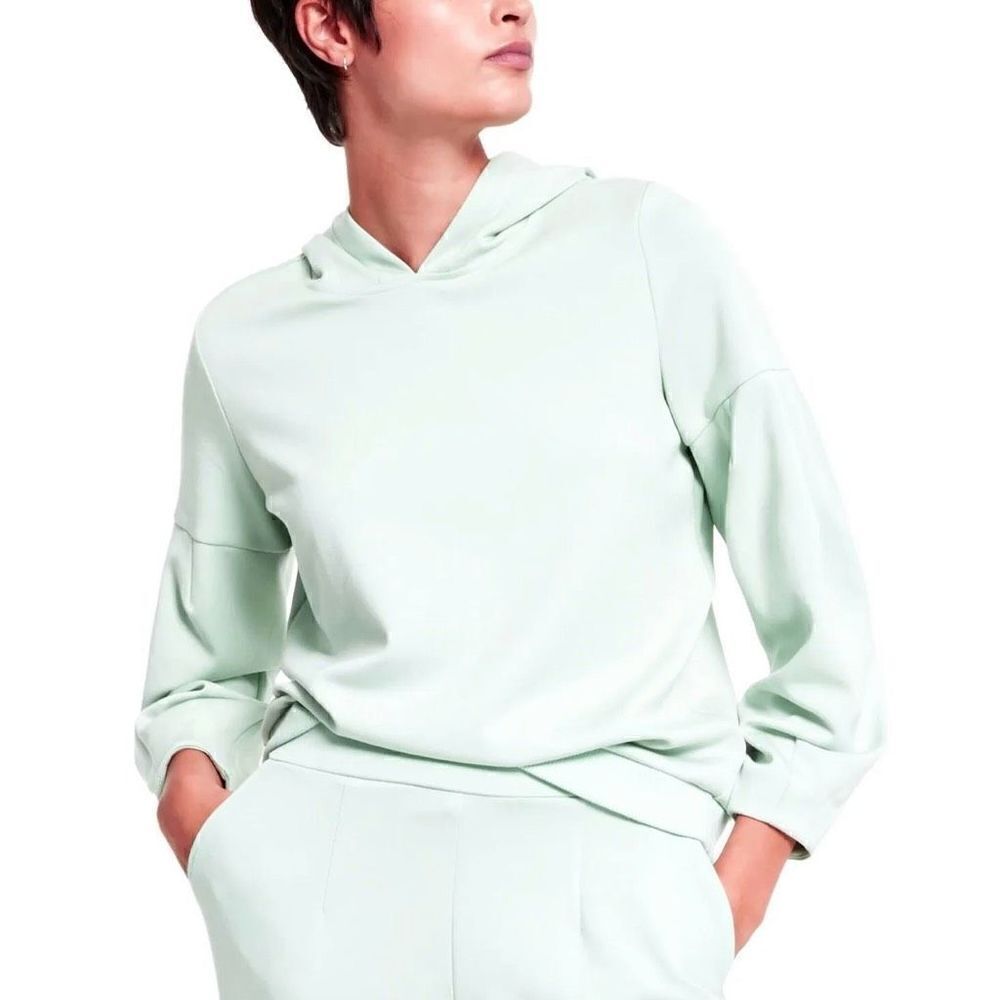 Alfani Modern Lounge Soft Balloon Sleeve Hoodie‎ Sweatshirt Medium Petite Green